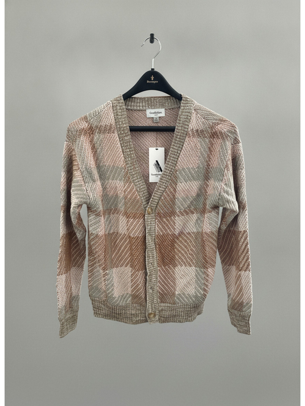 Goodfellow & Co. Men's Beige and Brown Plaid Cardigan Sweater Size L